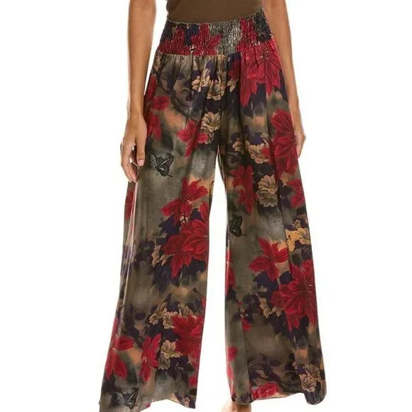 Johnny Was Workshop Pants Viscose Palllazo Bolero Floral Nwot Sz Small - Picture 1 of 8